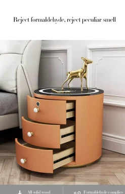Wireless Charging Nightstand - Round Smart Bedside Table