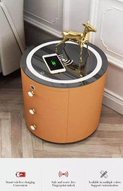 Wireless Charging Nightstand - Round Smart Bedside Table