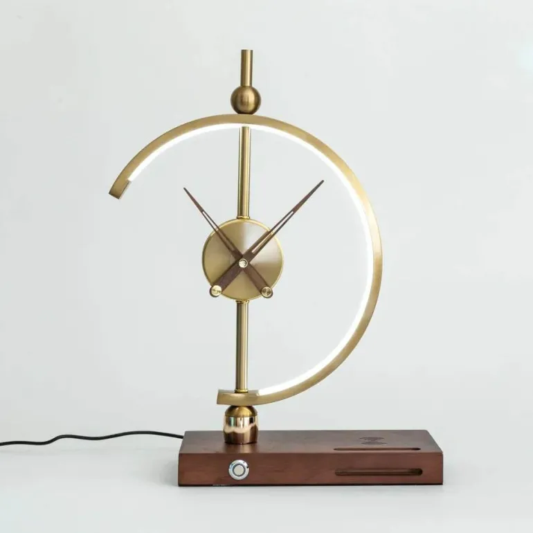 Wireless Charging Table Lamp - Modern Clock Work Lamp