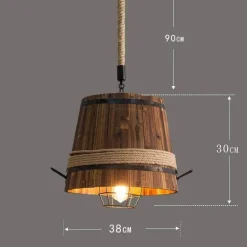 Wooden Barrel Chandelier - Vintage Retro Lighting Fixture