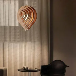 Wooden Water Drop Pendant Light - Unique Hanging Lamp