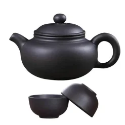 Yixing Lila Ton Teeset - Kanne 2 Tassen für die XiShi-Zeremonie