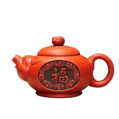 Yixing-Teekanne aus violettem Ton – handgefertigtes 300-ml-Teeset mit Schweine-Design