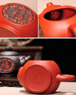 Yixing-Teekanne aus violettem Ton – handgefertigtes 300-ml-Teeset mit Schweine-Design