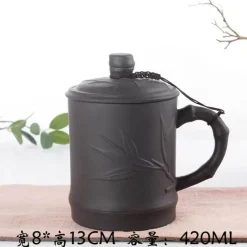 Yixing-Teetasse mit Deckel – 400 ml, violetter Tonbecher