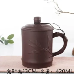 Yixing-Teetasse mit Deckel – 400 ml, violetter Tonbecher