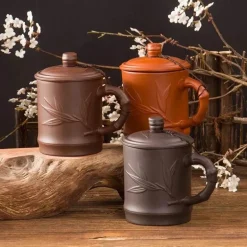 Yixing-Teetasse mit Deckel – 400 ml, violetter Tonbecher