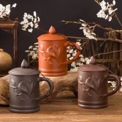 Yixing-Teetasse mit Deckel – 400 ml, violetter Tonbecher