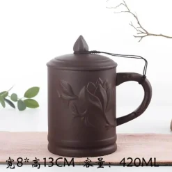 Yixing-Teetasse mit Deckel – 400 ml, violetter Tonbecher