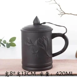 Yixing-Teetasse mit Deckel – 400 ml, violetter Tonbecher