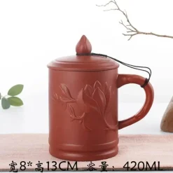 Yixing-Teetasse mit Deckel – 400 ml, violetter Tonbecher