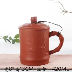 Yixing-Teetasse mit Deckel – 400 ml, violetter Tonbecher