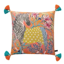 Zebra Kissenbezug - Orange Floral Animal Kingdom Dekor