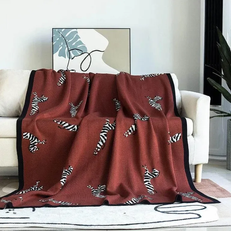 Zebra-Strickdecke – Jacquard-Wohndekor