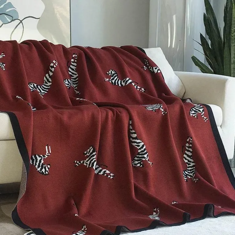 Zebra-Strickdecke – Jacquard-Wohndekor