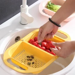 Zusammenklappbarer Abtropfkorb zum Waschen von Obst und Gemüse – platzsparendes Küchenutensil