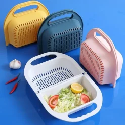 Zusammenklappbarer Abtropfkorb zum Waschen von Obst und Gemüse – platzsparendes Küchenutensil