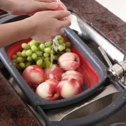 Zusammenklappbares, umweltfreundliches Sieb – Klappsieb mit einziehbaren Griffen