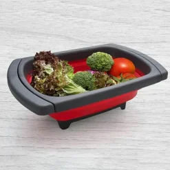 Zusammenklappbares, umweltfreundliches Sieb – Klappsieb mit einziehbaren Griffen