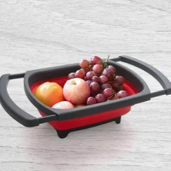 Zusammenklappbares, umweltfreundliches Sieb – Klappsieb mit einziehbaren Griffen