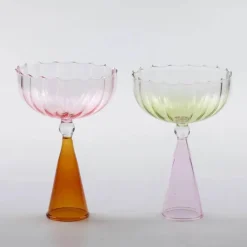 Zweifarbiges geriffeltes Cocktailglas – Kelchbecher, 1er-Set
