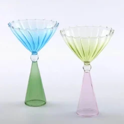Zweifarbiges geriffeltes Cocktailglas – Kelchbecher, 1er-Set