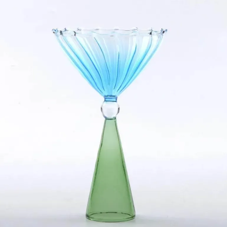 Zweifarbiges geriffeltes Cocktailglas – Kelchbecher, 1er-Set