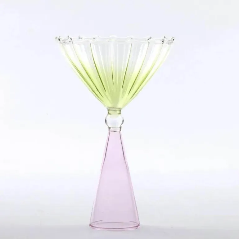 Zweifarbiges geriffeltes Cocktailglas – Kelchbecher, 1er-Set