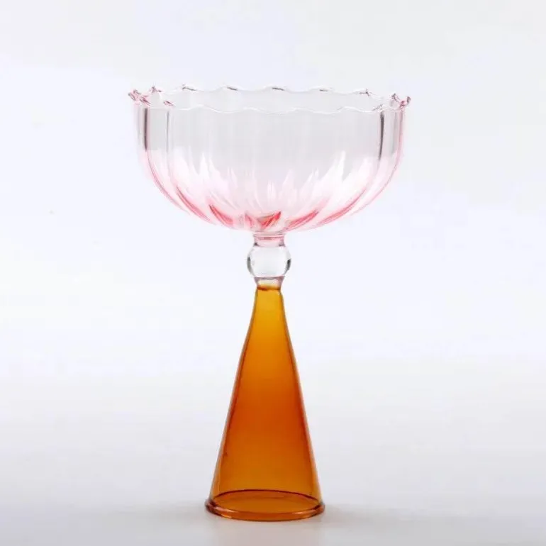 Zweifarbiges geriffeltes Cocktailglas – Kelchbecher, 1er-Set