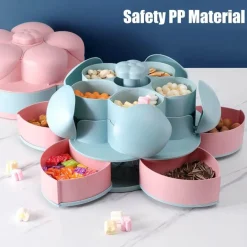 Zweilagige rotierende Blumen-Süßigkeiten-Snackbox