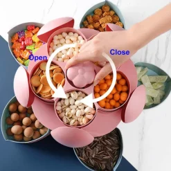 Zweilagige rotierende Blumen-Süßigkeiten-Snackbox